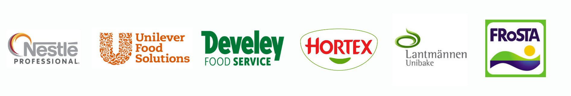 Logotypy producentów – Nestlé Professional, Unilever Food Solutions, Develey, Hortex, Lantmännen Unibake, Frosta