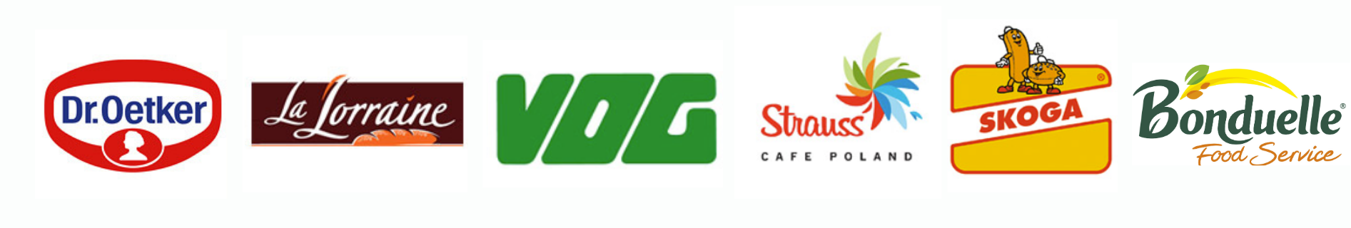 Logotypy producentów – Dr. Oetker, La Lorraine, VOG, Strauss Cafe Poland, Skoga, Bonduelle Food Service